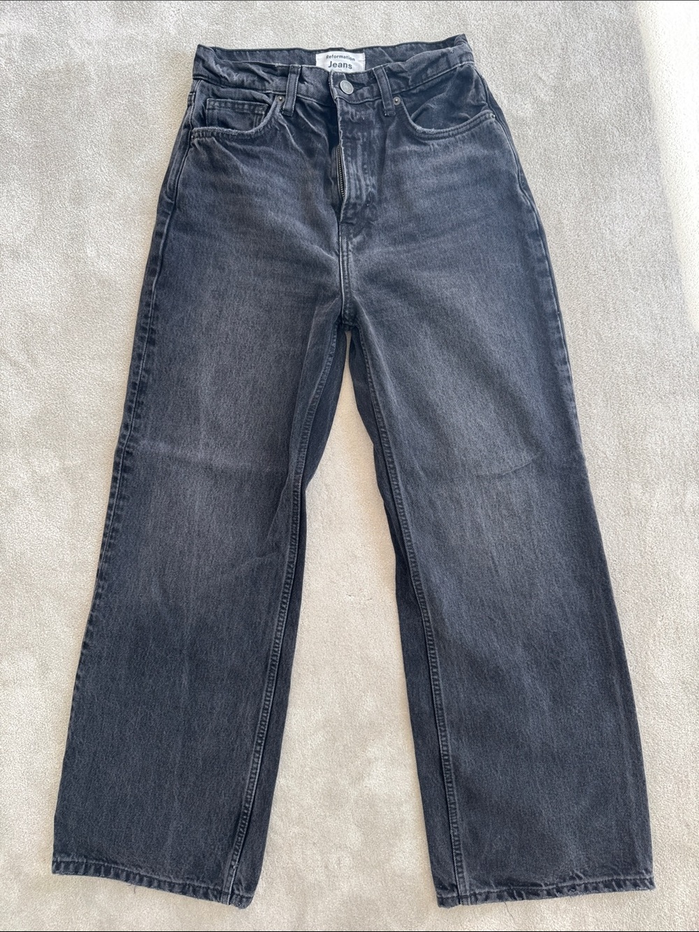 Reformation Jeans High-Rise Straight Leg Jeans in Wash Black, size 27